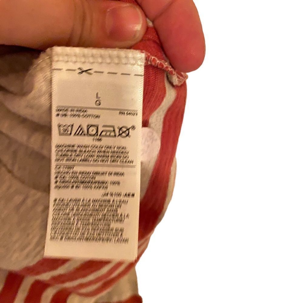 Old Navy NEW Large long sleeve Tshirt crew neck striped red gray - Picture 5 of 7